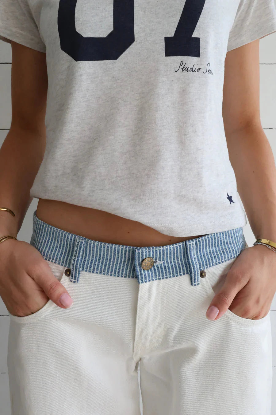 Galia | Jeans blanc ceinture